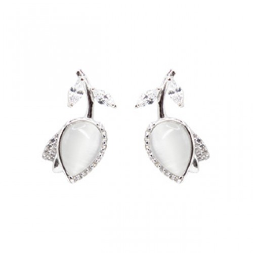 925 silver earring - cz - syn stone. - 18mm SIM50-1